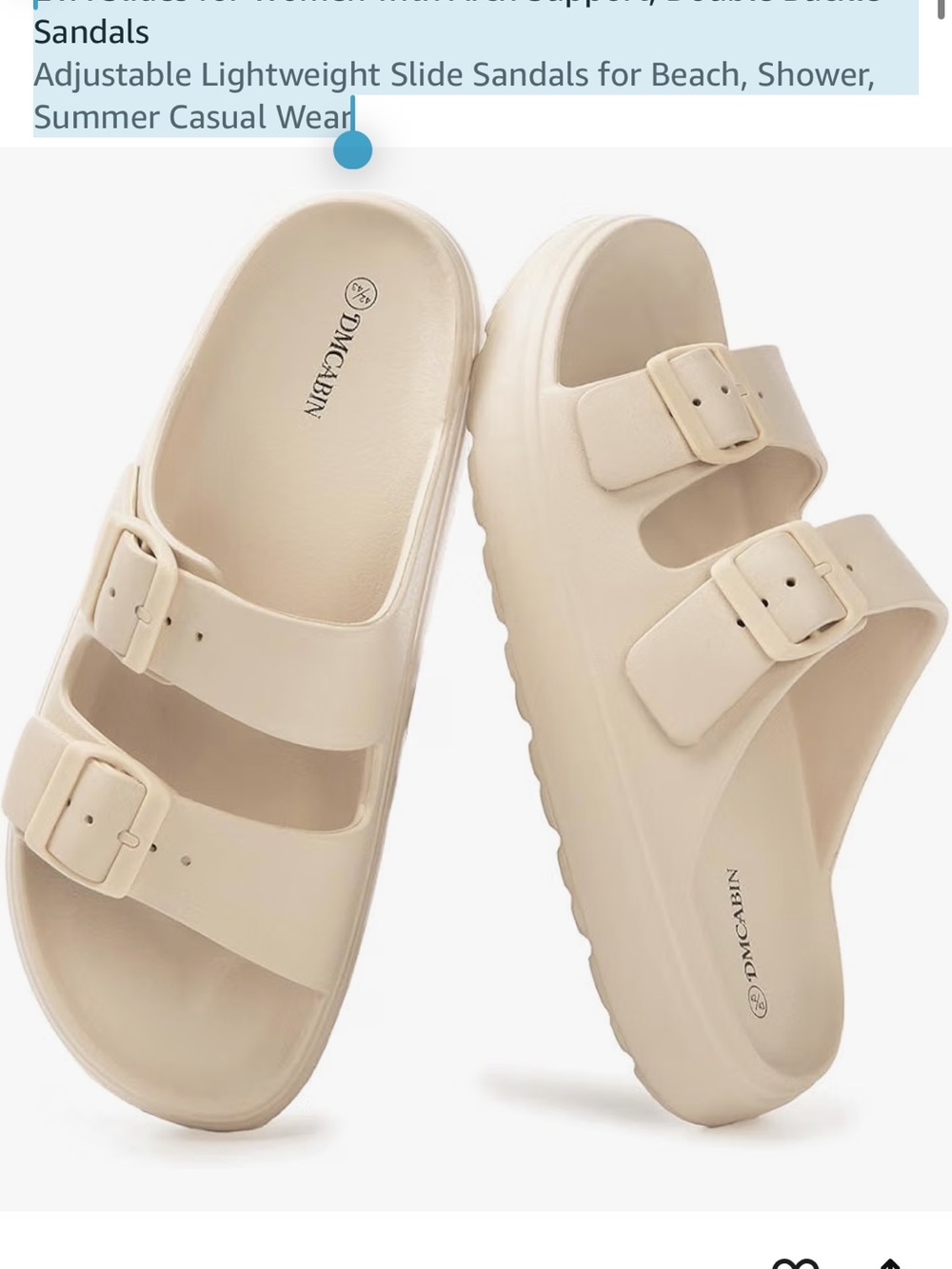 DV by Dolce Vita Cream Double-Buckle Platform Slide Sandals